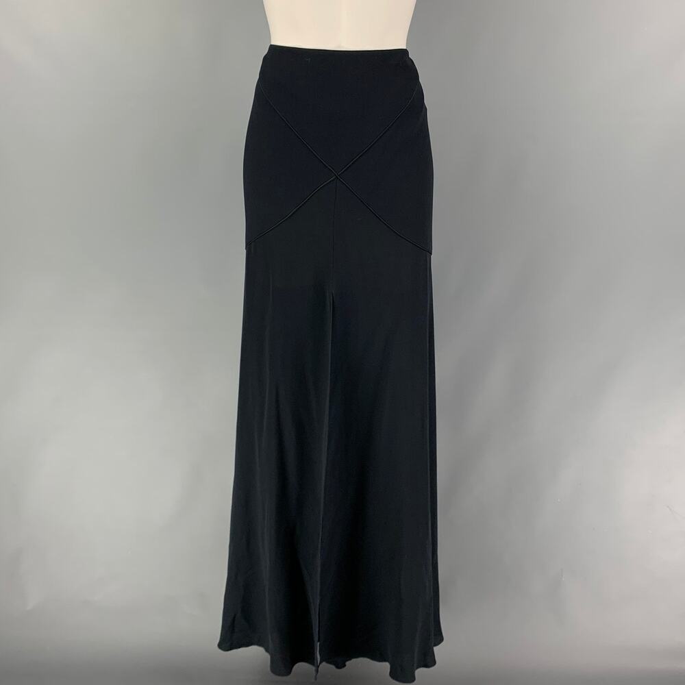 VALENTINO Size 8 Black Acetate Blend Long Skirt